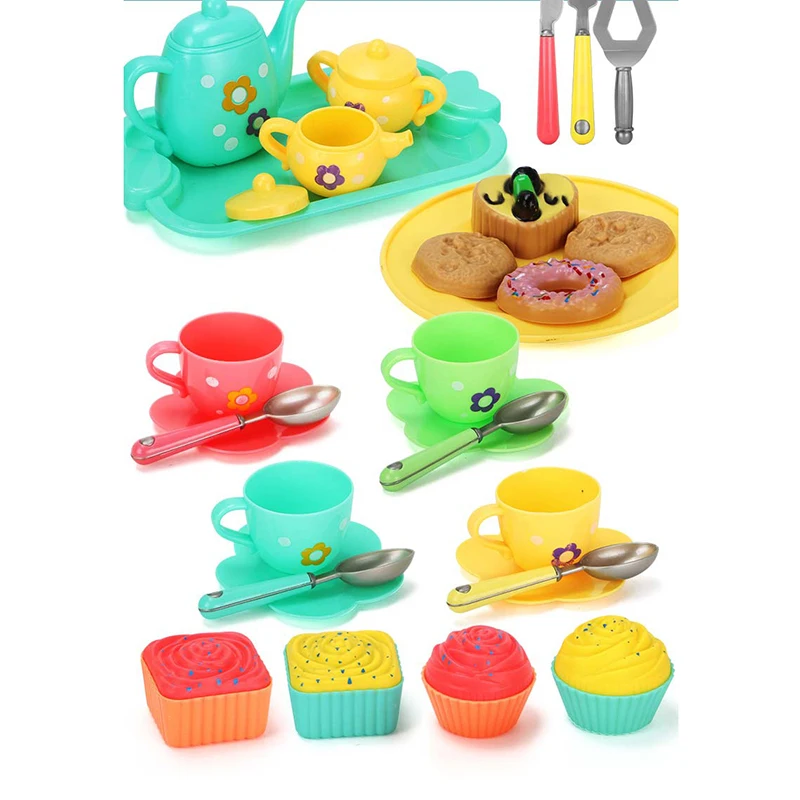 Teiera pomeridiana per bambini, tazza da tè, set da tè, cucina per ragazze, set di giocattoli per giocare a casa, regalo di compleanno per bambini, plastica