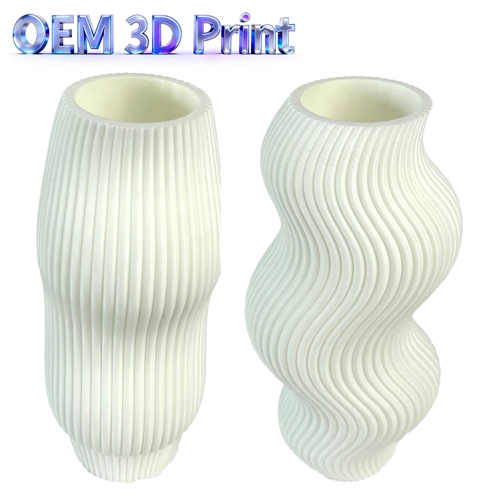 

Custom Modern 3D Printing Service PLA White Plastic Resin Vase Wave-Shaped Vase Desktop Decorative Creative Gift FDM Printer