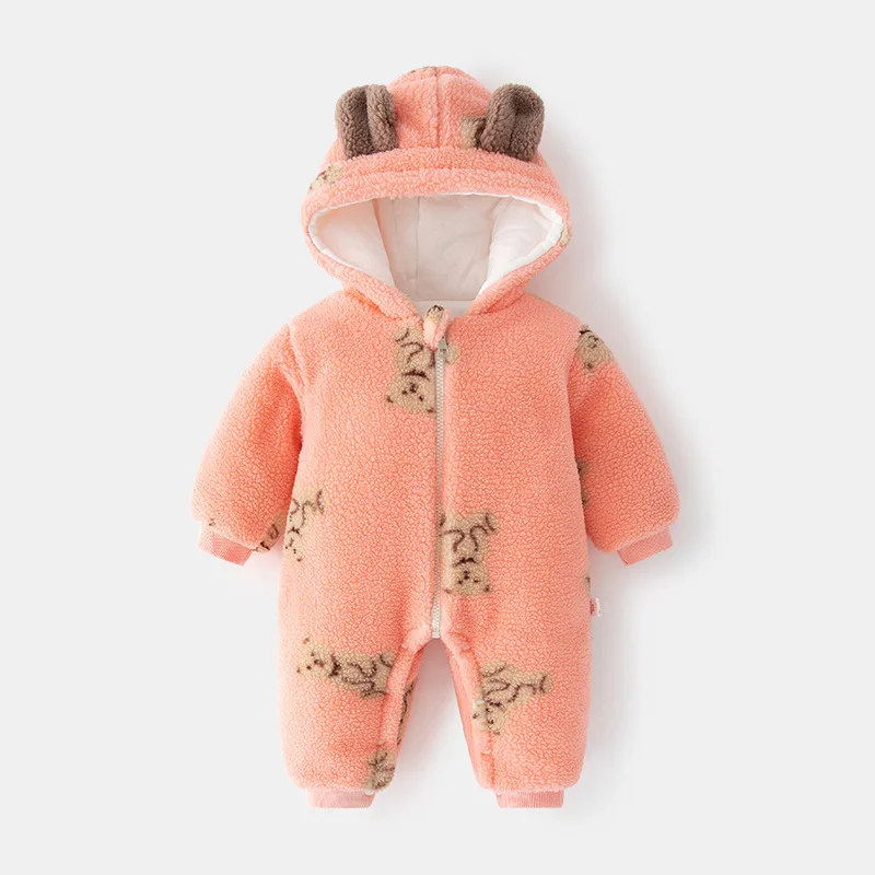 Baby fleece onesie autumn and winter baby padded cotton going out winter thickened climbing clothes children cute outer cotton