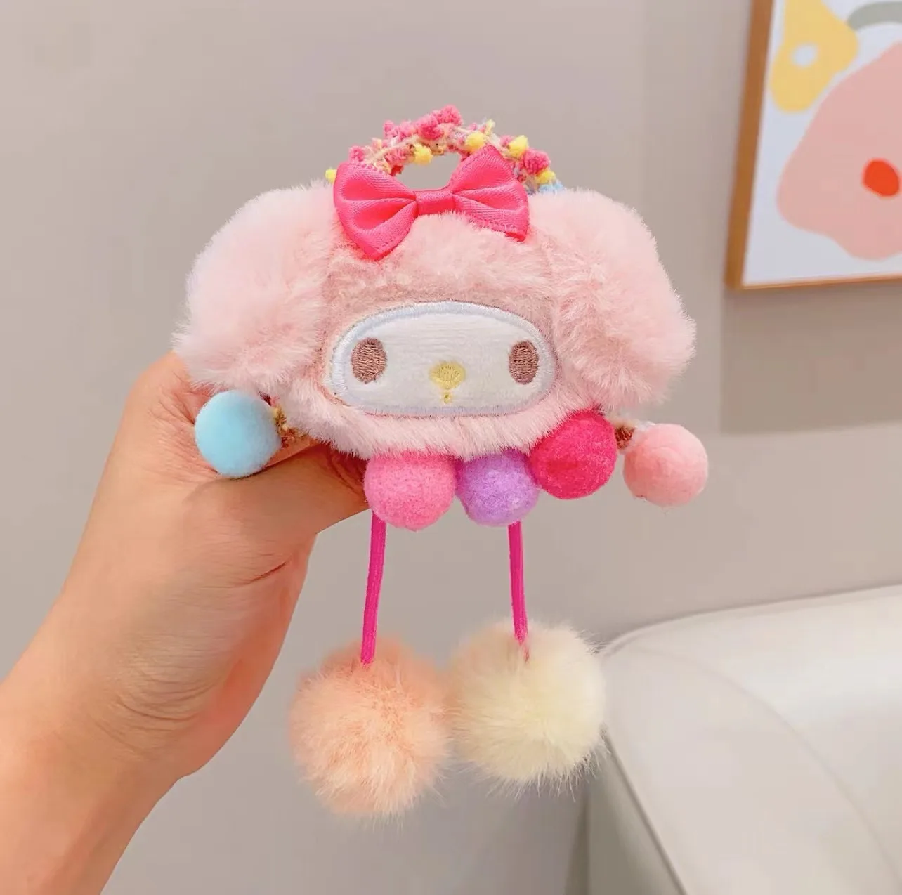 أربطة شعر مرنة من القطيفة اللطيفة للأطفال للفتيات، ربطات شعر كرتونية سانريو، أربطة مطاطية، أغطية الرأس، إكسسوارات الشعر #5