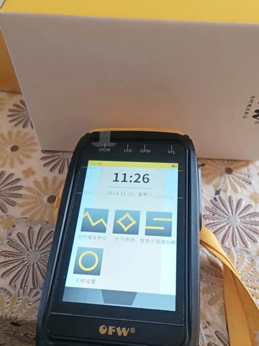 FWT-100   OTDR Active Fiber Live Test 1550nm 20dB Fiber Optic Reflectometer Touch Screen VFL OLS OPM
