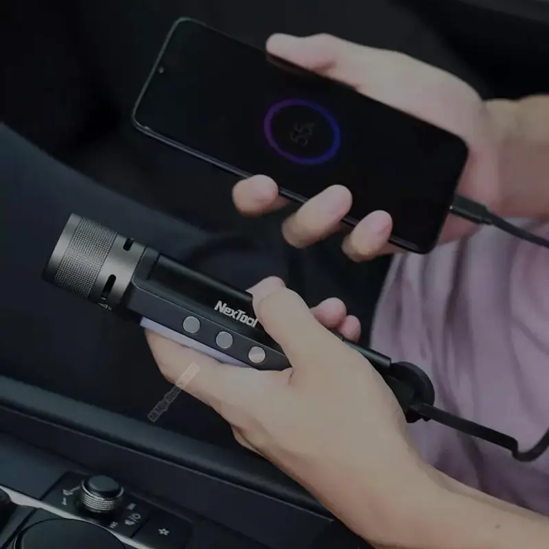 Nextool 6-in-1 1000lm Dual-Licht Zoombare Alarm-Taschenlampe USB-C wiederaufladbare mobile Power Bank Camping-Taschenlampe