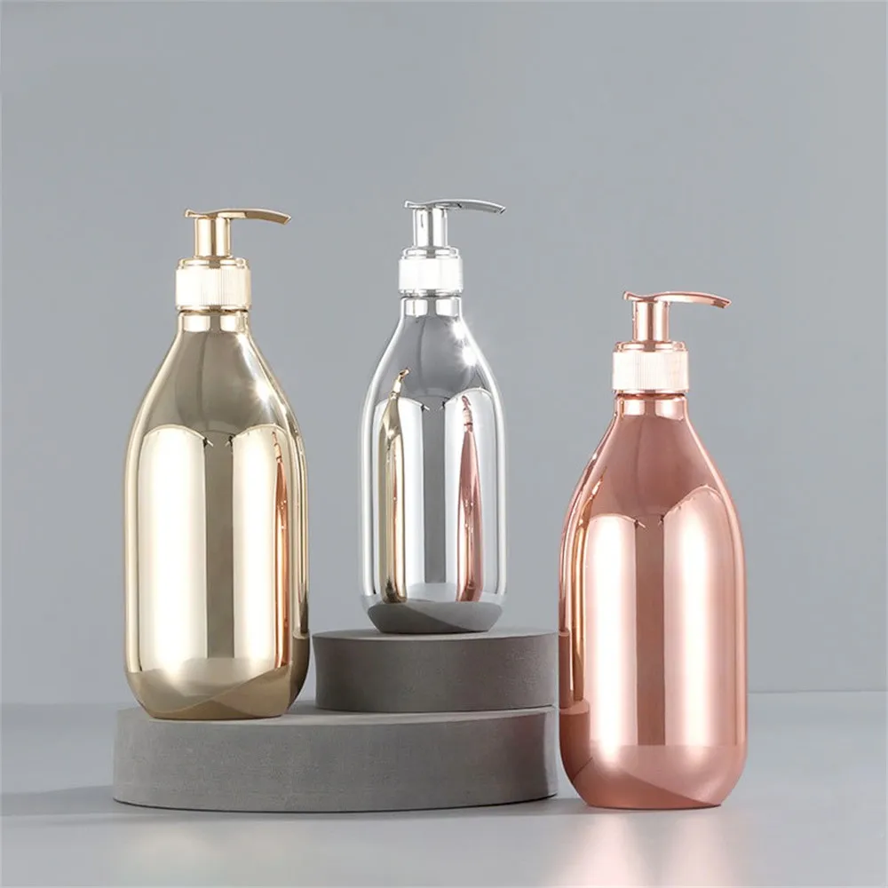 300/500ml Electroplated Lotion Press Bottle Shampoo And Shower Gel Bottle Refillable Dispensing Bottle Travel Cosmetic Bottle