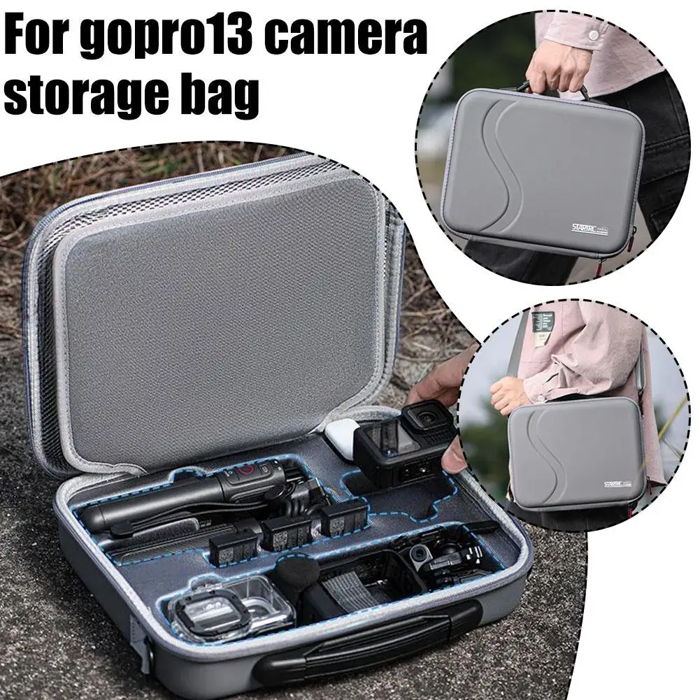 

Сумка для хранения, чехол для GoPro Hero 13, портативная мини-коробка, спортивная камера, водонепроницаемый защитный чехол для Go Pro, аксессуары H6L8