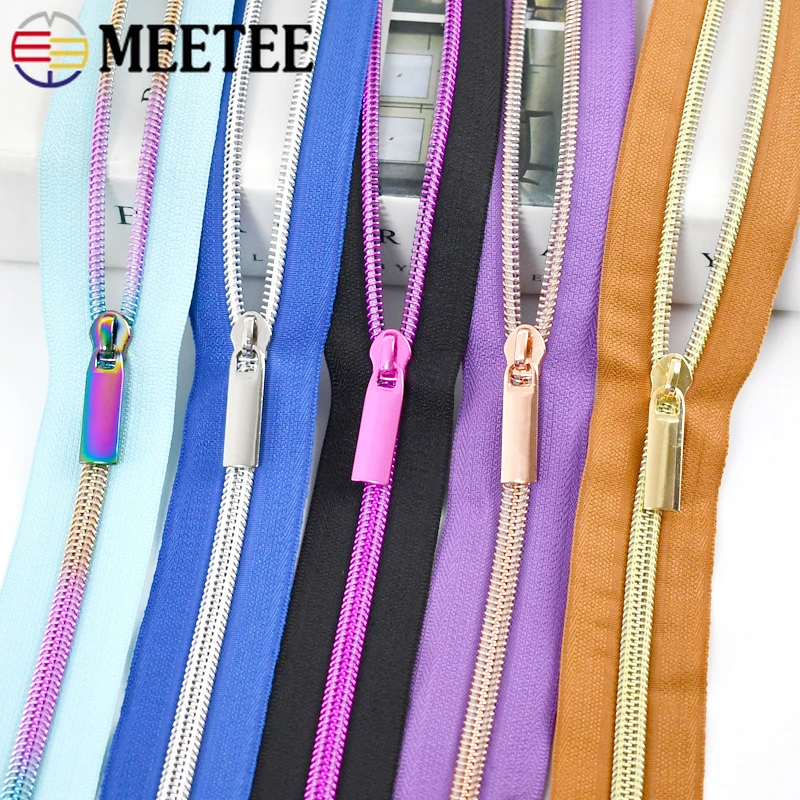 2/3/4/5Meters  5# Nylon Zippers Tape with Zip Sliders Coil Zipper Bags Backpack Clothes Zips Repair Kits Sewing Accessories