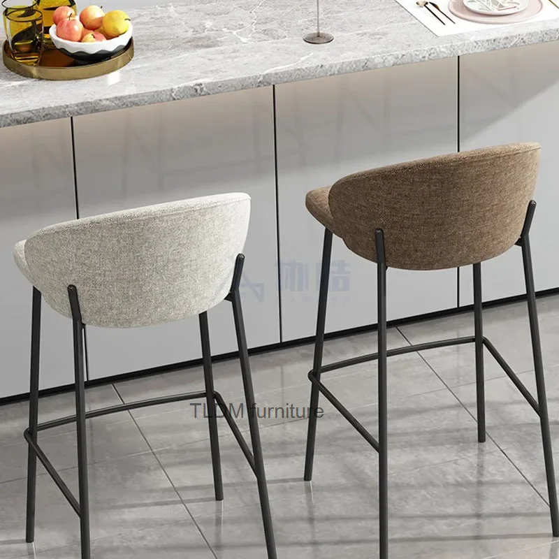 

Nordic Style Modern Bar Chairs Portable Design Luxury High Bar Stools Dining Room European Velvet Taburete Hotel Furniture