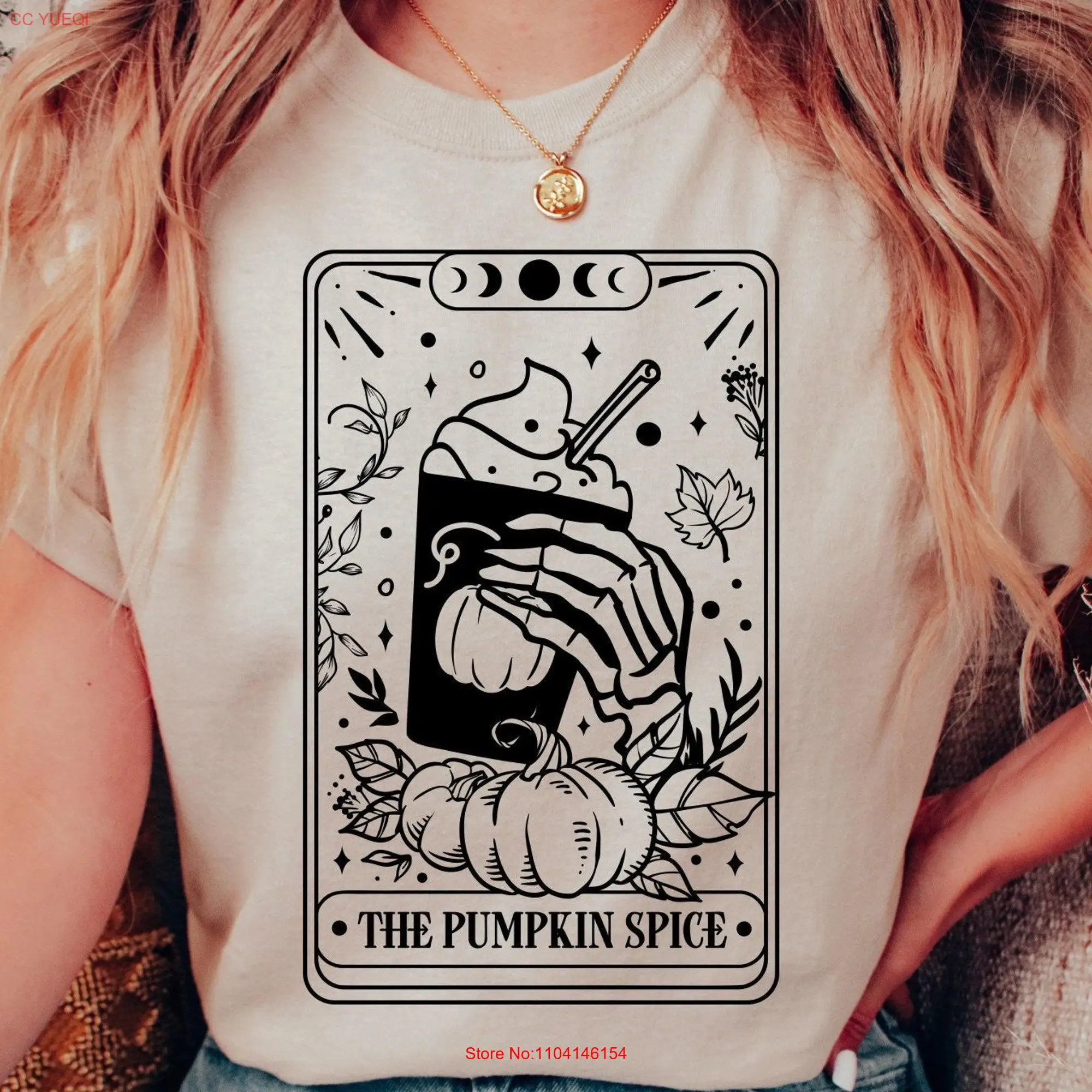 The Pumpkin Spice Tarot Card T Shirt Funny Vintage Nostalgia long or short sleeves