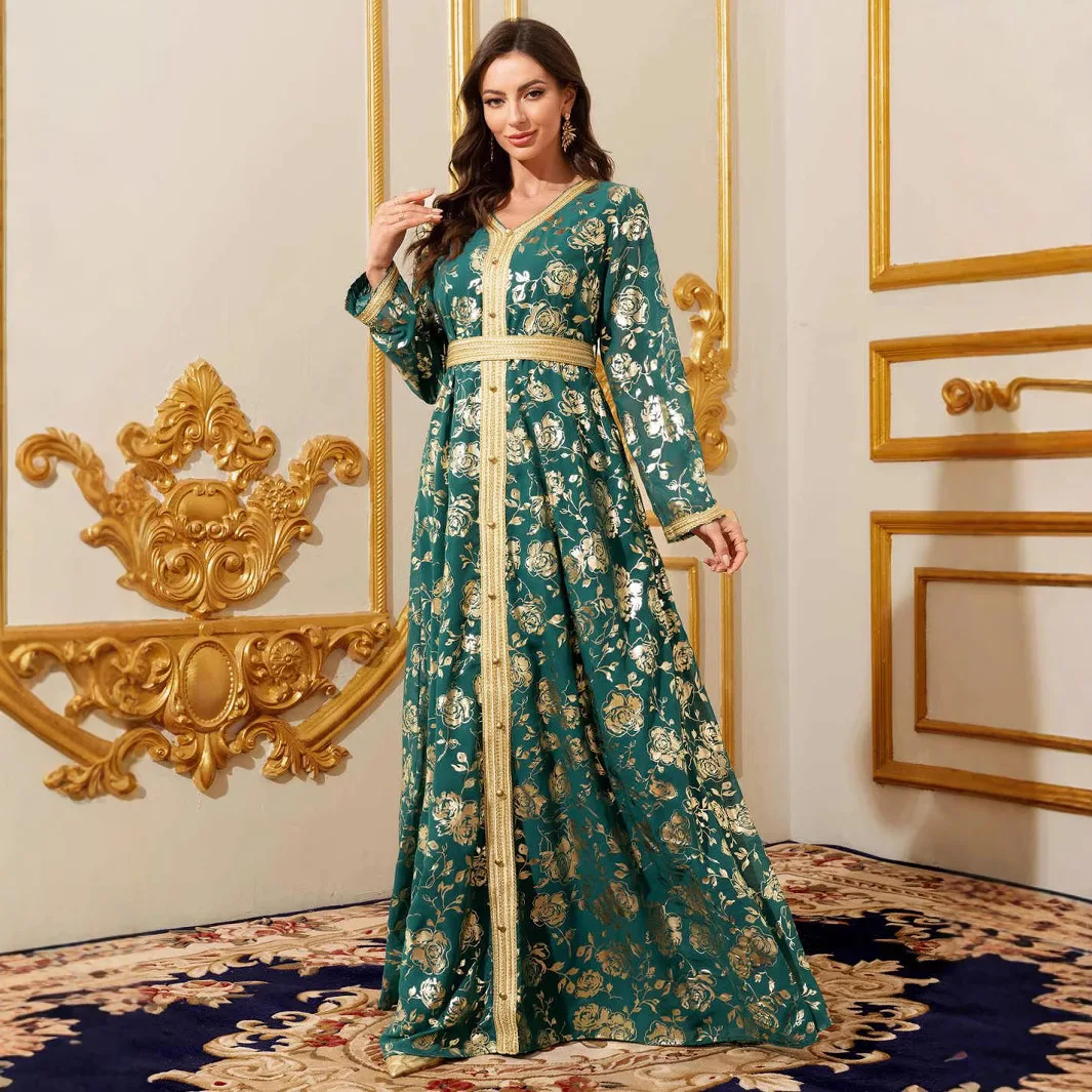 

Арабский Ближний Восток женский длинный доктор Дубай принт Макси юбка платье этнический сценический костюм китайский производитель 2024 осень