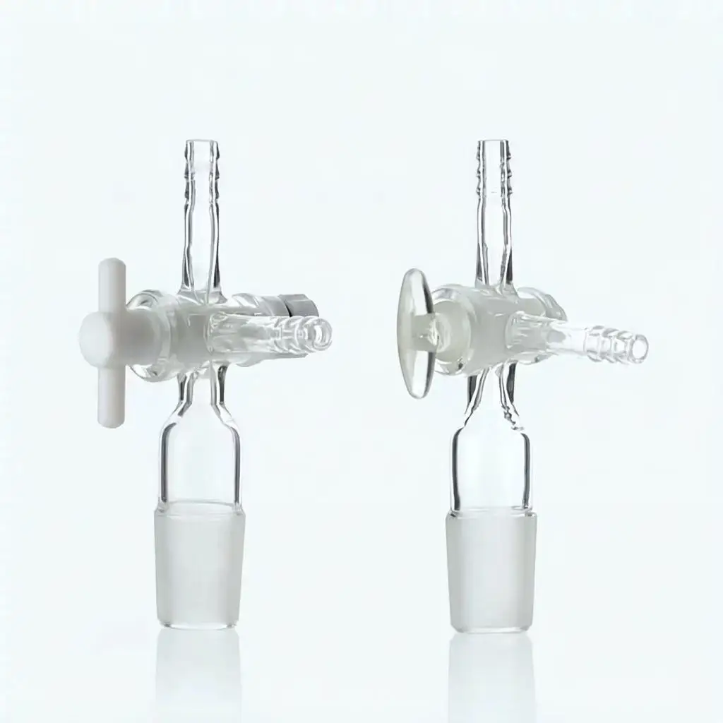 Glass Three-way Piston Exhaust Connector With PTFE Piston Valve Tetrafluoroethylene Adapter Throttle T-shaped Suction Connector