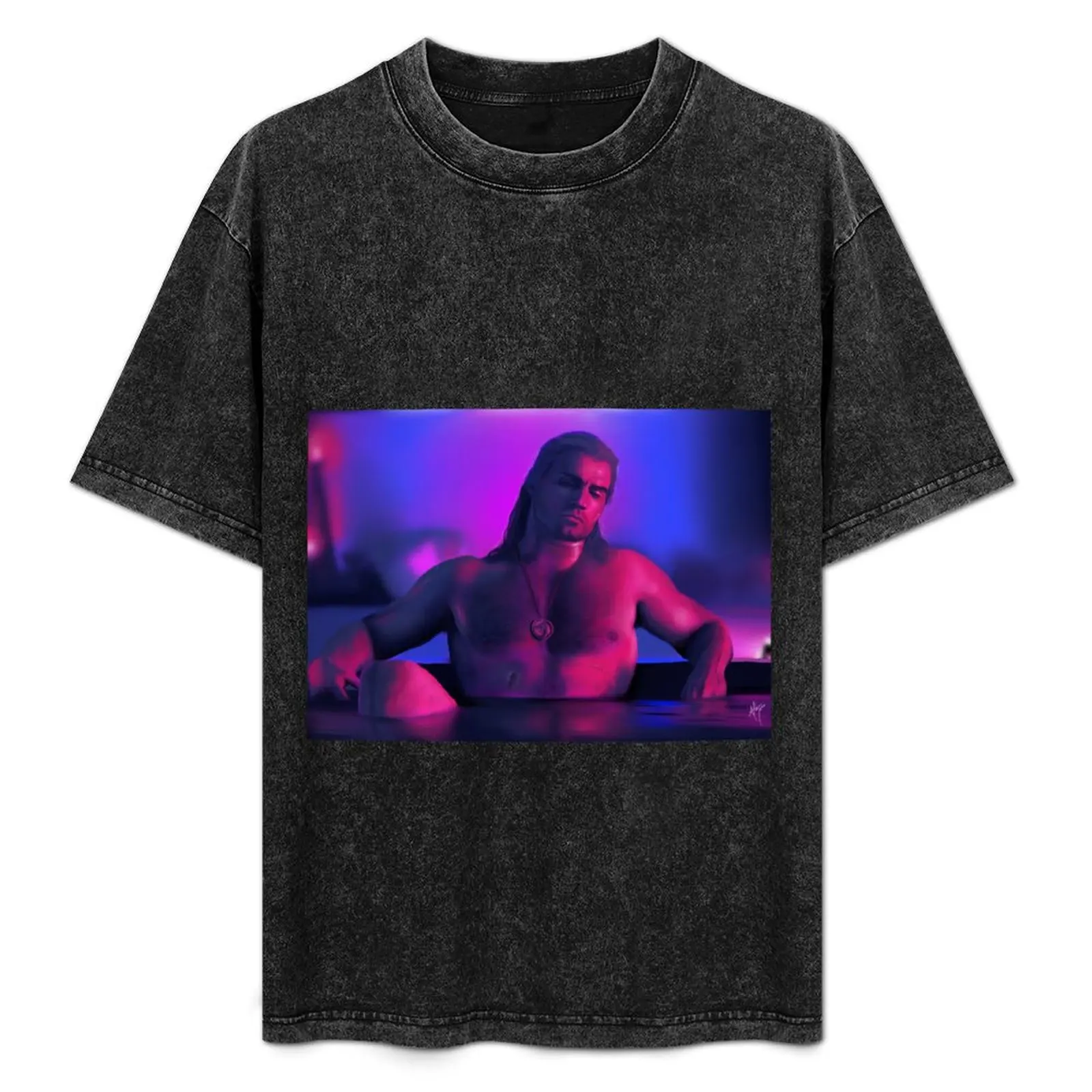 Neon Geralt T-Shirt Minimalist Plain Crew Neck T-Shirt