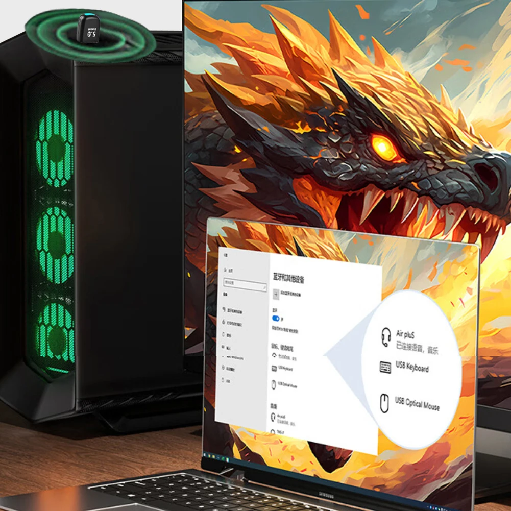 USB Bluetooth-Compatible 5.4 Adapter Audio Transmitter Receiver Music Audio Receiver for PC Laptop Wireless Speaker