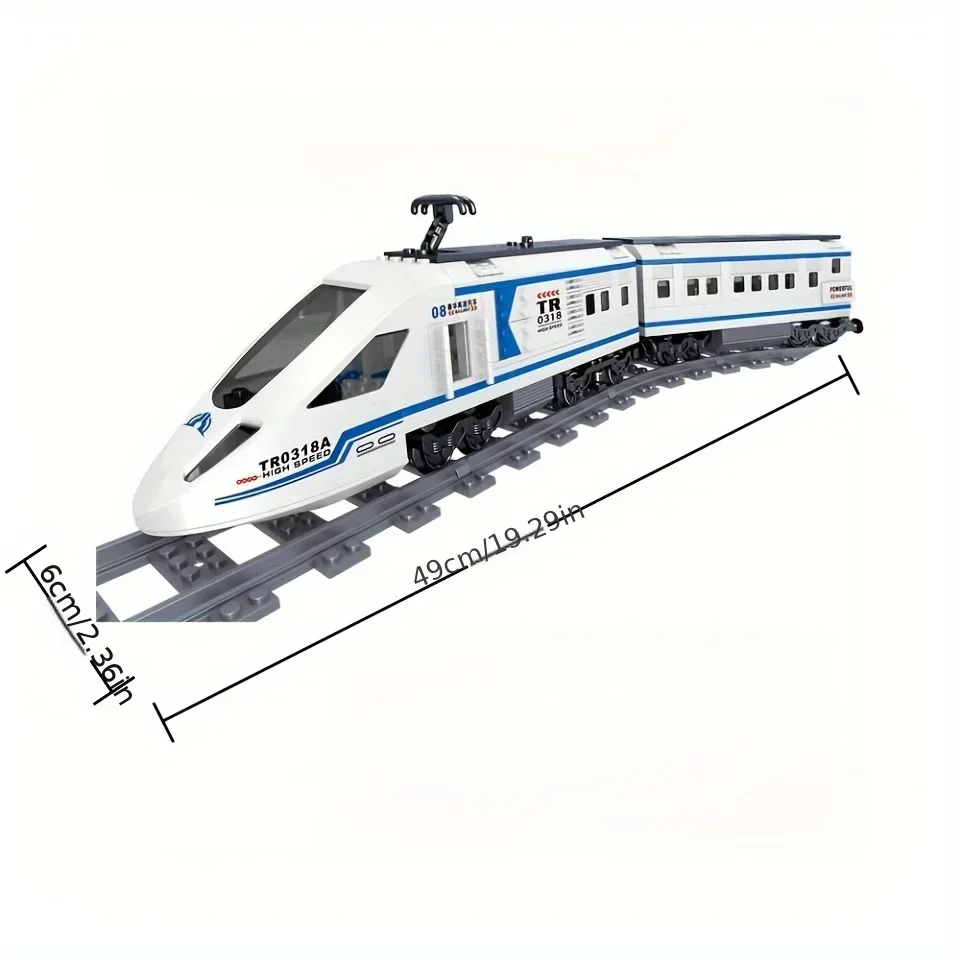 MOC rail transit luxury high-speed train model puzzle toy building blocks birthday gift