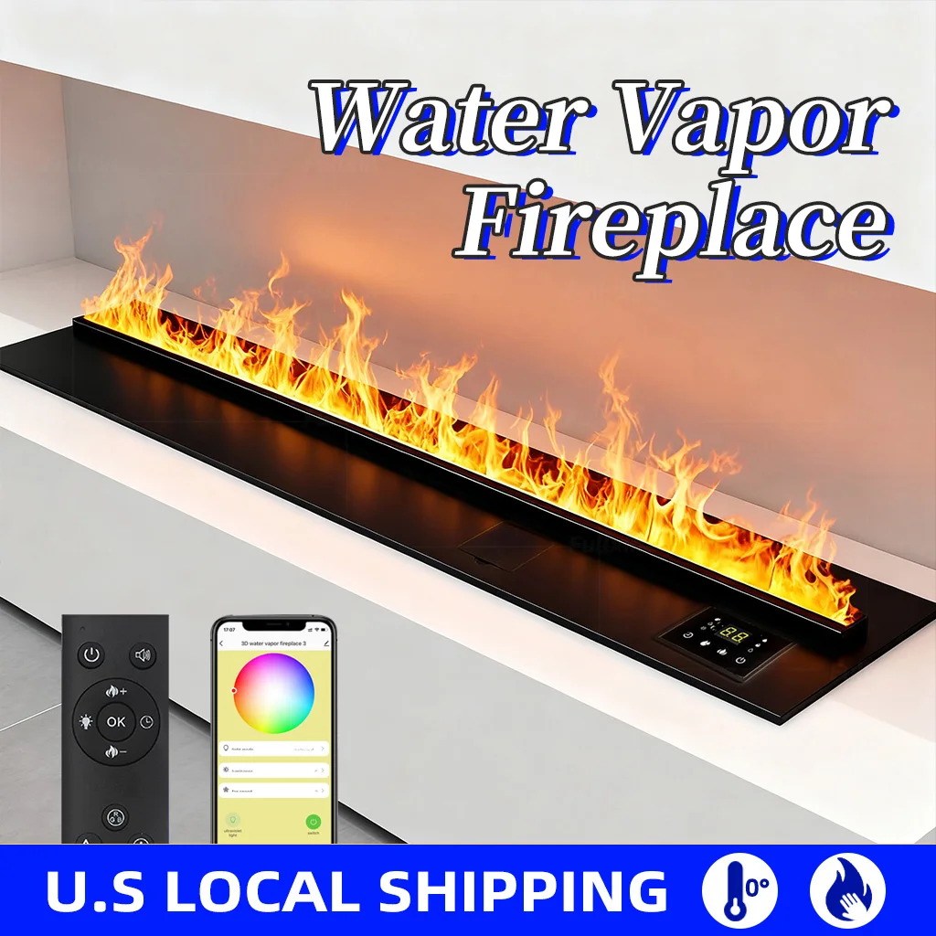 매립형 사실적인 3D 분무 불꽃 전기 벽난로, 수동 물 조절 및 리모컨 포함, 현대적인 거실 또는 B용