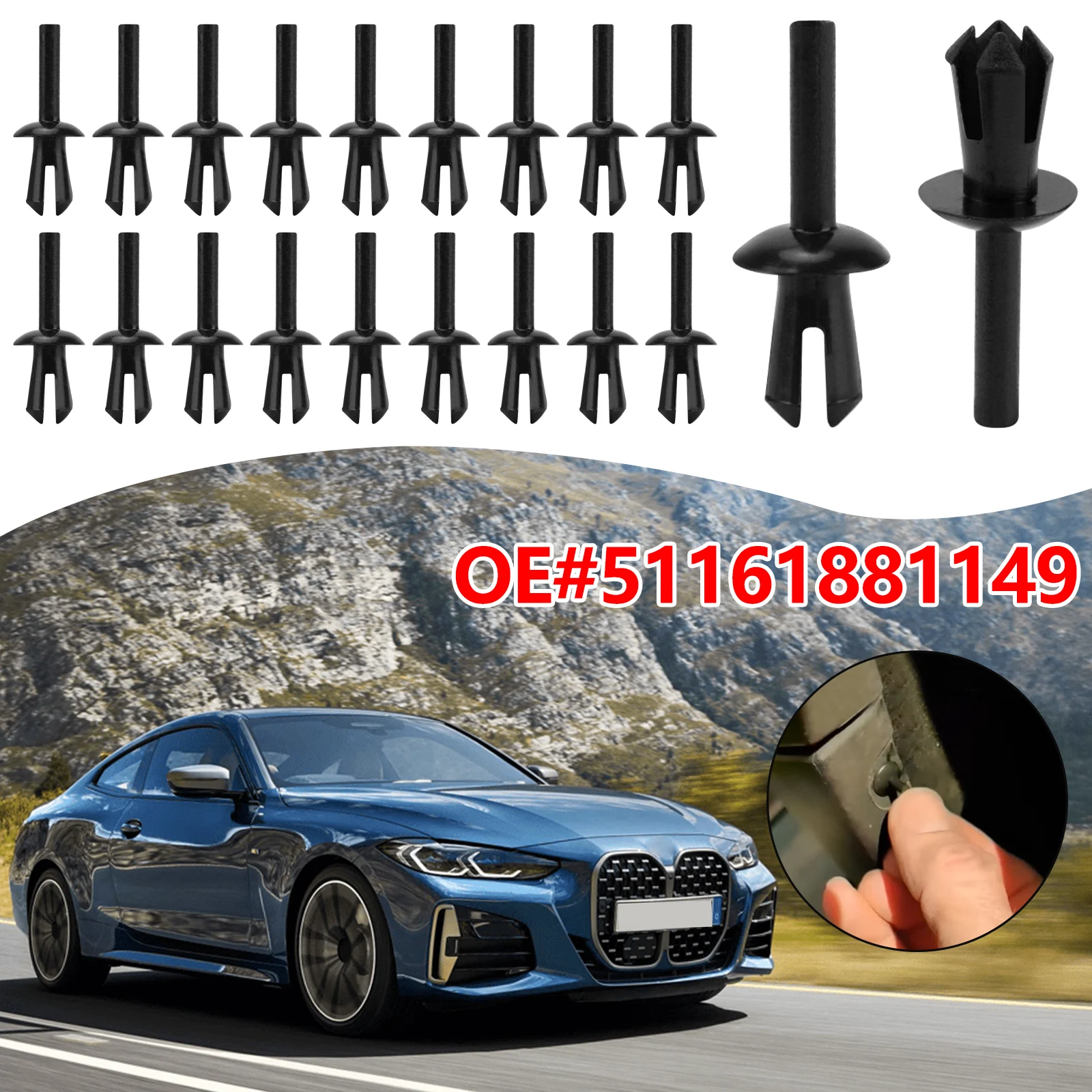 

Car Fender Liner Rivets Clips 51161881149 For BMW E12 E28 E34 E39 E60 E61 E88 F20 E64 Side Skirt Exterior Trim Expanding Clip