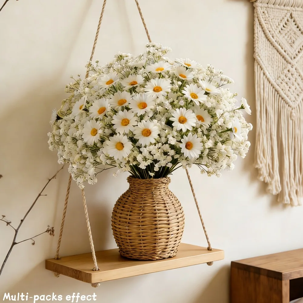 32-teiliges Künstliches Weißes Gänseblümchen- und Schleierkraut-Blumenset, Kunstblumen-Bouquet für DIY Heim-, Büro- und Hochzeitsdekoration 2026 – Detail 10