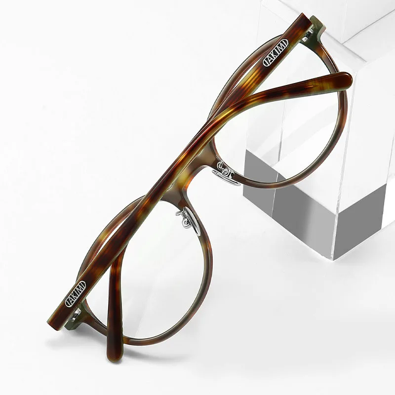 KUXA 新しいアセテートラウンド女性男性光学眼鏡処方メガネレシップレンズ近視累進反射防止眼鏡