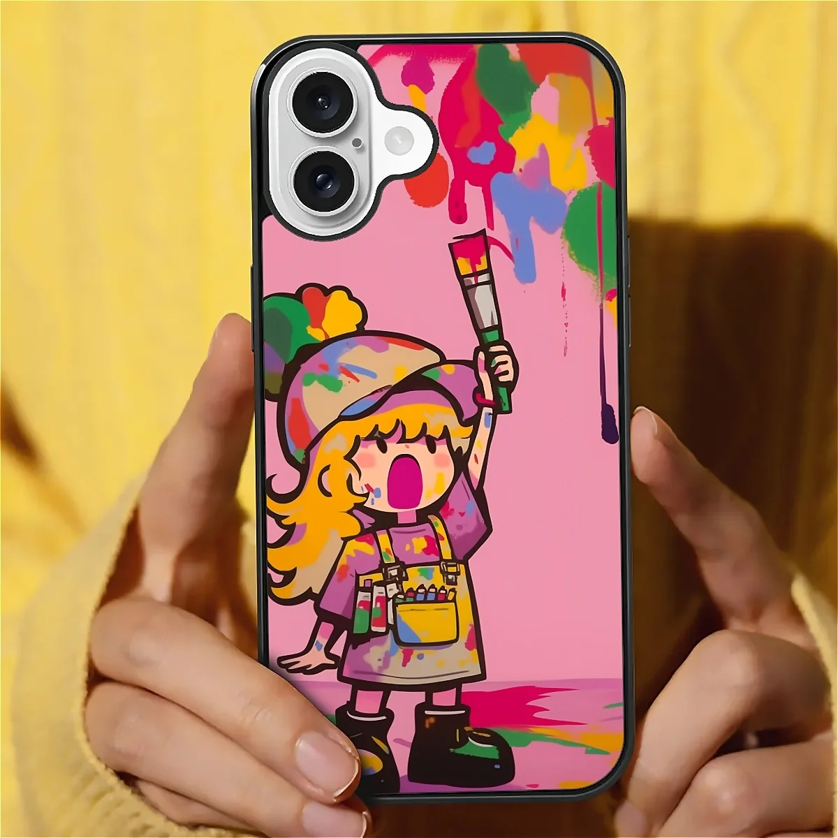 

Anti-drop case, suitable for Apple mobile phone, little girl graffiti theme HD pattern does not fade, support wireless charging.