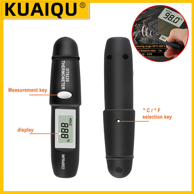 Mini-Infrarot-Thermometer, Stifttyp, berührungsloses Pyrometer -50 ~ 220 ℃   Lasertemperatursensor LCD Outdoor Home Digital Thermometer