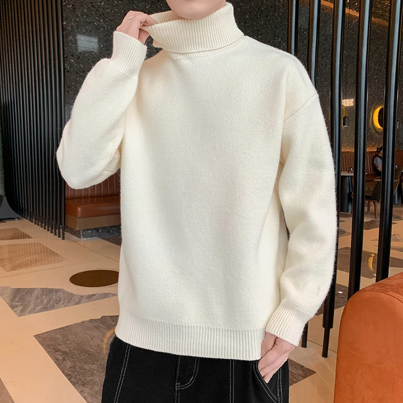 2023 Winter New Cashmere Sweater Men Loose Turtleneck Pullover Men Top Quality Thick Warm Mens Sweaters Pull Homme Hiver