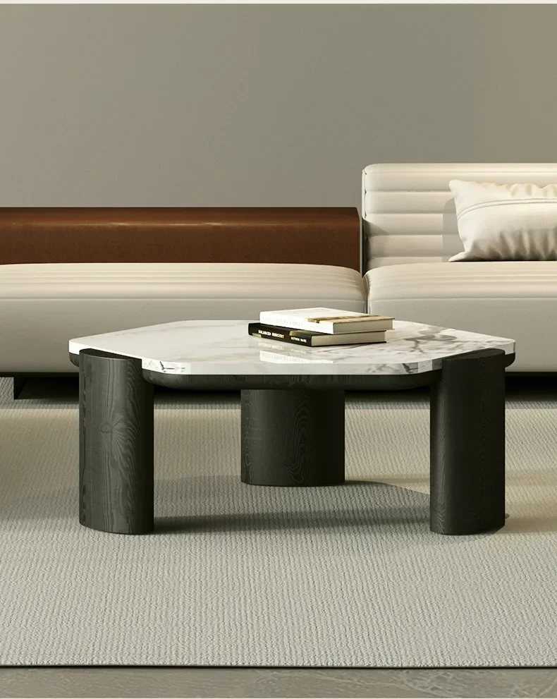 Y American Luxury Stone Endtable Modern Simple Pure Natural High-End French Cream Art Solid Wood Tea Table