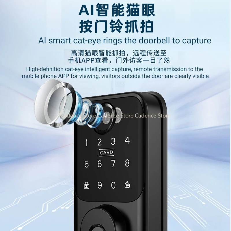 Tuya Wifi Auto Smart Deadbolt Lock Remote Control TTlock App Fingerprint Digital Code Electronic Deadbolt Lock With Door Sensor
