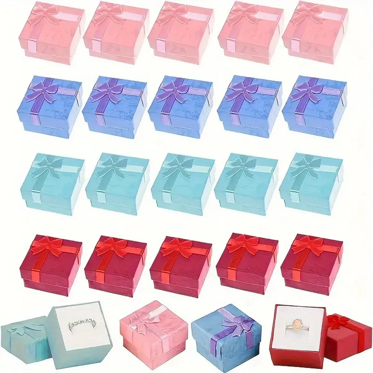 Schmuck-Geschenkbox, Halskette, Ohrringe, Ring, Armband, Papierbox, Geschenkbox, Verpackungsbox mit Band, Hochzeitsdekoration