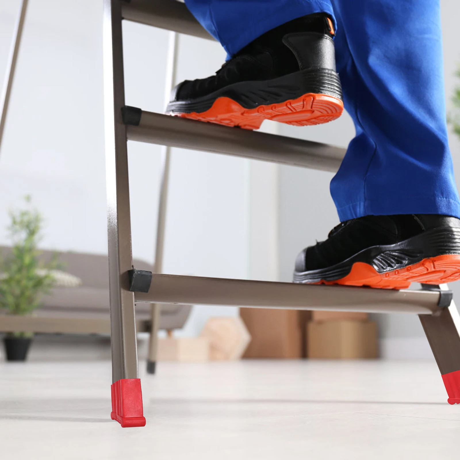 2pcs Ladder Foot Covers Rubber Non-Slip Replacement Caps for Extension Telescopic Step Ladders Floor Protectors Stable Easy