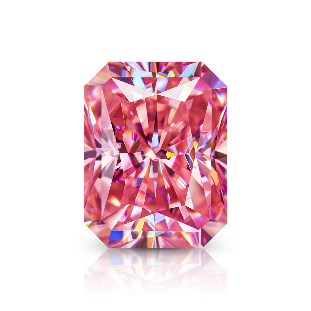 

Loose Gemstone 2ct Pink Radiant Cut Moissanite Stone Brilliant D Color Lab Grown Diamond Beads GRA Certificated Wholesale