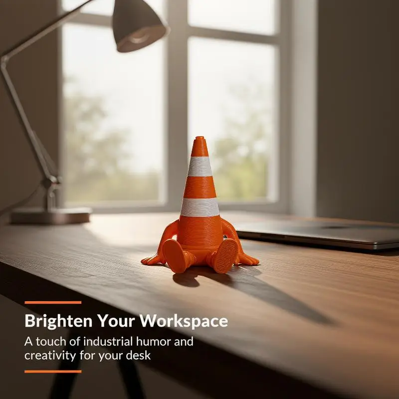 Traffic Cone Ornaments 3D Printed Flexible Mini Traffic Cone Statue for Christmas Stocking Stuffer Holiday Party Gift