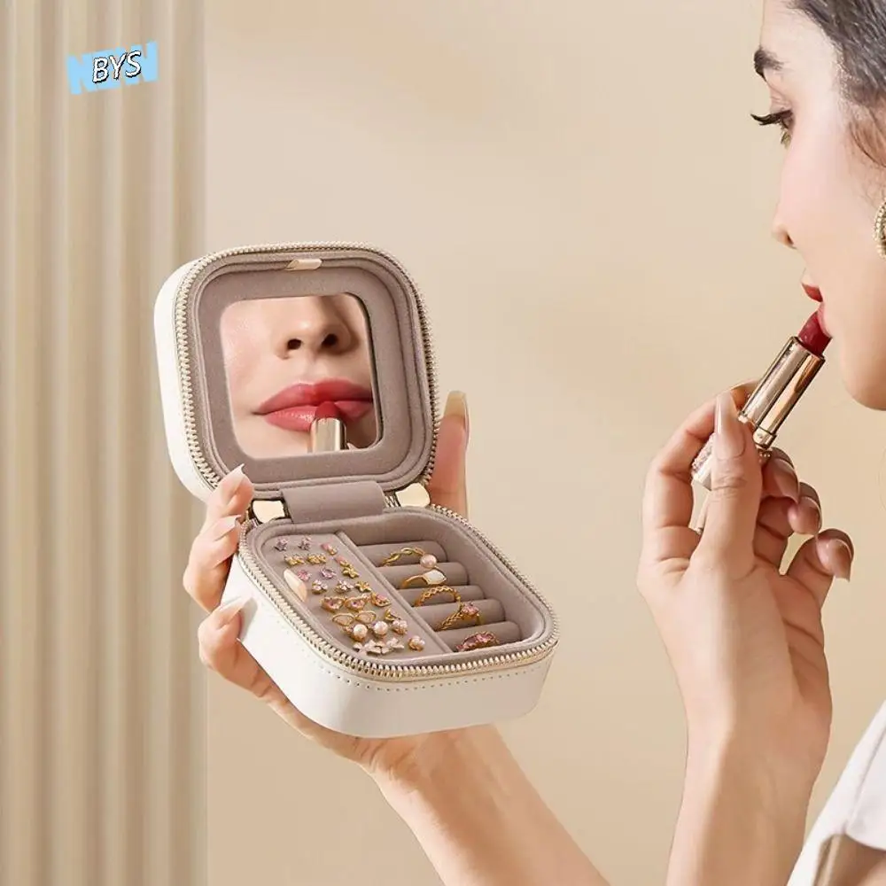 

Портативная однотонная зеркальная шкатулка для драгоценностей, легкий съемный футляр для хранения ювелирных изделий, большая вместительная коробка для хранения ожерелья, подарок