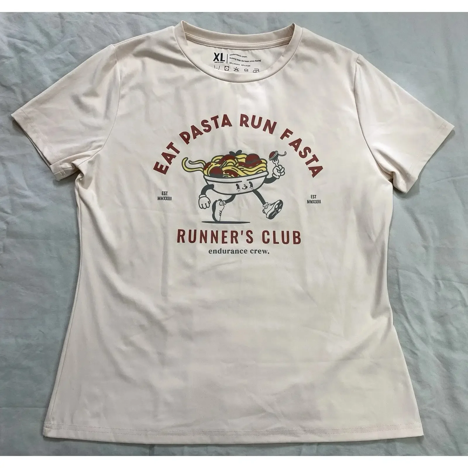 Eat Pasta Run Fasta Endurance Crew Runners Club T Shirt XL 5K 10K Funny vintage Washed designer clothes Unisex Soft Stylish
