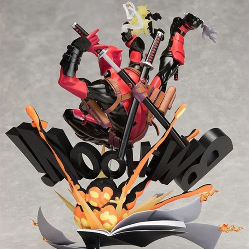 24cm Anime Figure Deadpool Breaking The Fourth Wall Action Figurine Pvc Collectible Computer Case Decor Model Dolls Toy Gift