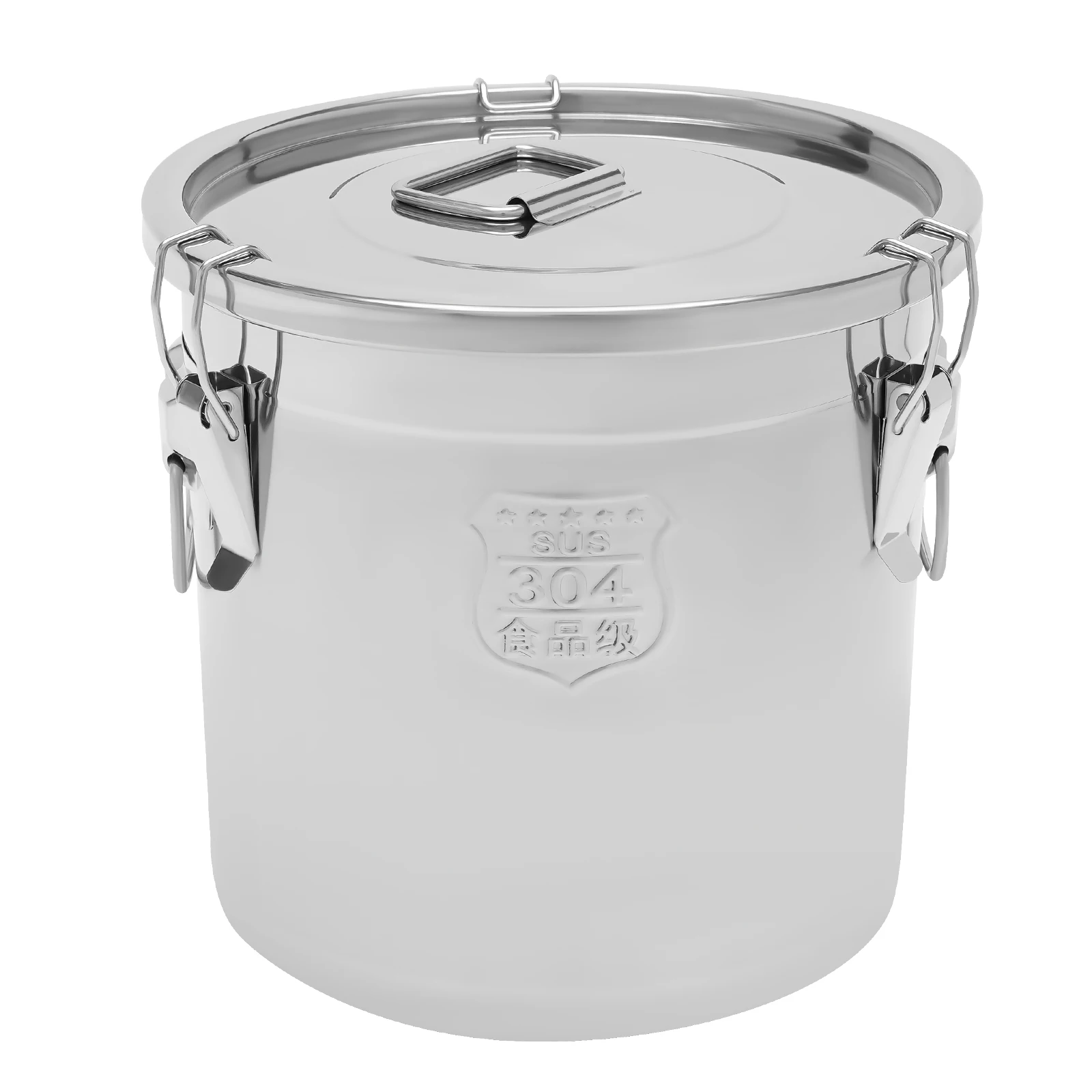 21L Airtight Rice Bucket Stainless Steel Canister Food Storage Container w/ Lid For Storing Various Dry/Wet Items Curling Edge