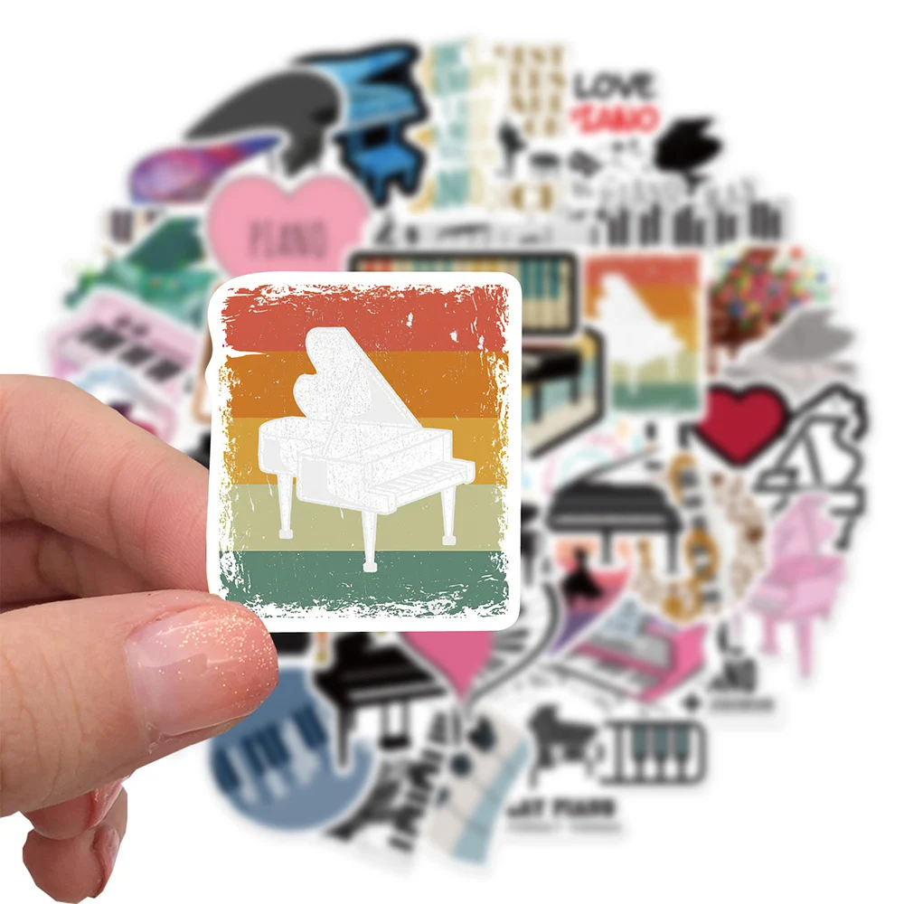 10/30/50pcs Music Piano Cartoon Stickers for Guitar LuggageFridge Diary Phone Laptop Waterproof Kids Cute Decals Sticker Packs