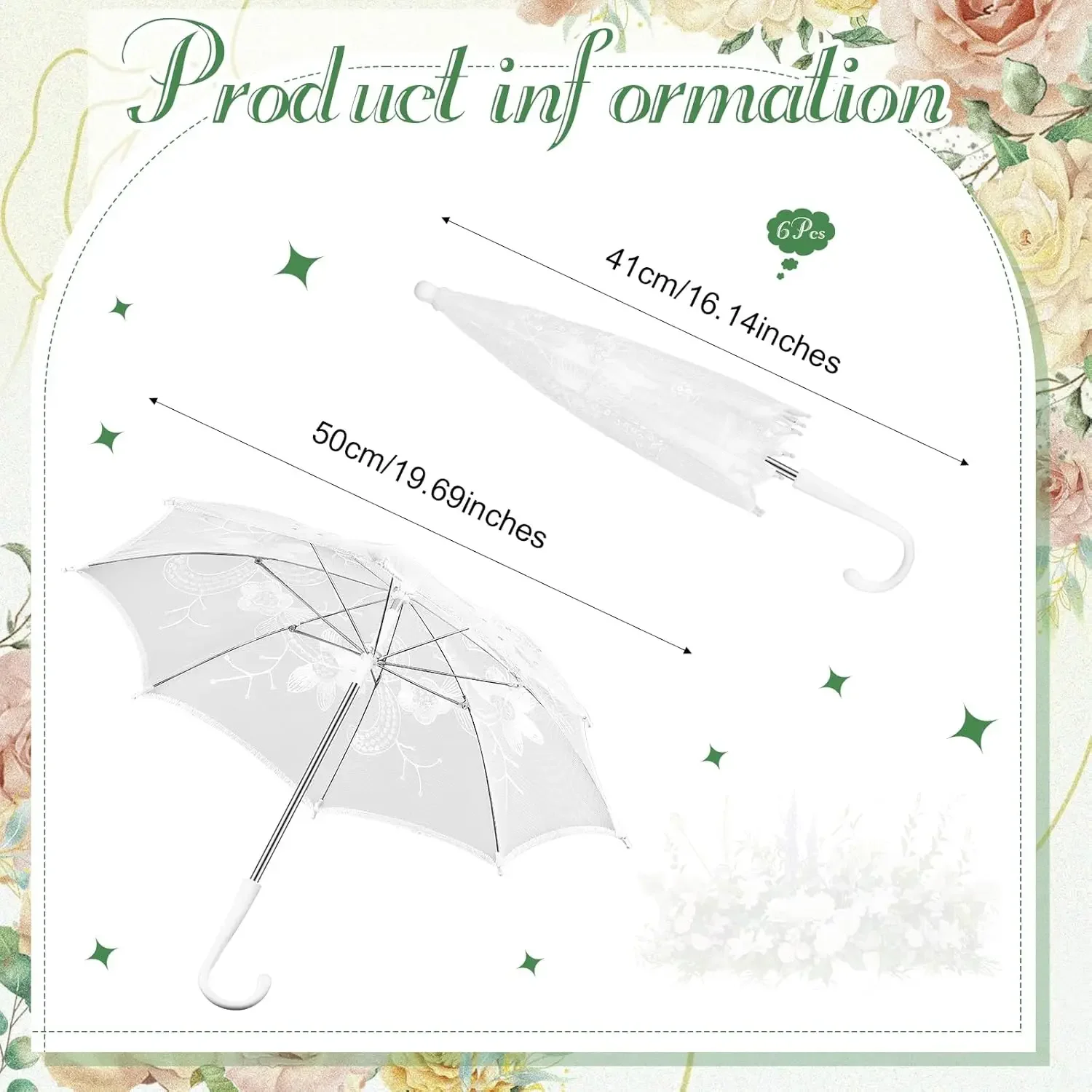 6-12Pcs White Lace Umbrellas for Wedding 19.7
