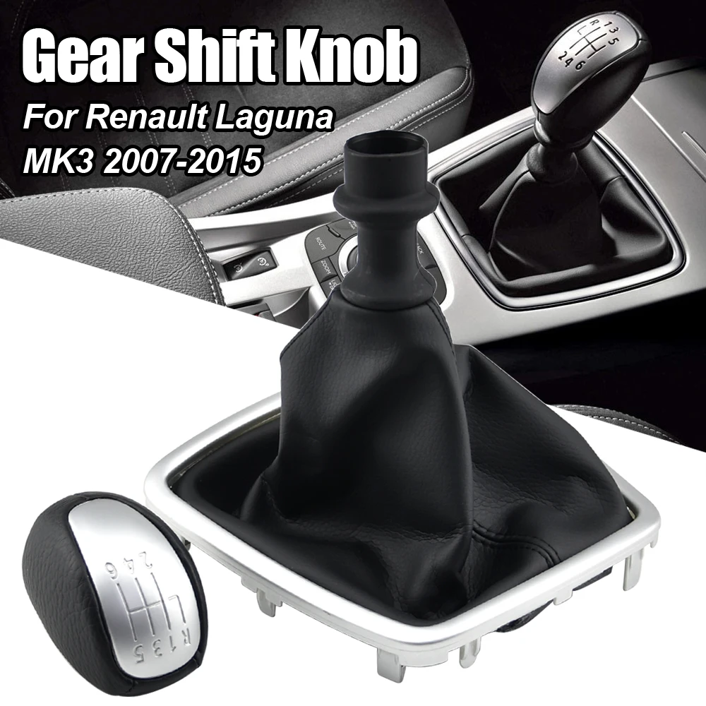 

6 Speed Manual Gear Shift Knob Stick Lever Head Gearbox handle gear lever knob For Renault Laguna III MK3 2007-2014 PU Leather