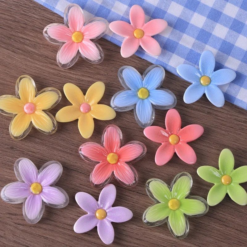 2pcs Mini Frozen Glitter Petal Sakura Flower Resin Embellishments DIY Accessories Flower Handmade Decoration Miniature Desktop