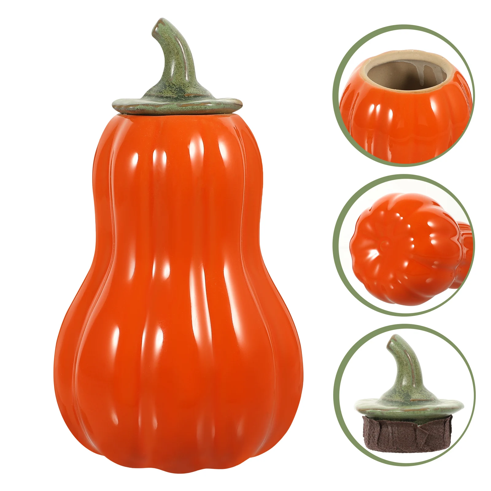 

Pumpkin Shape Ceramic Jar Sealed Container for Candy Tea Beans Kitchen Storage Decoration Ceramic Tea Canister
