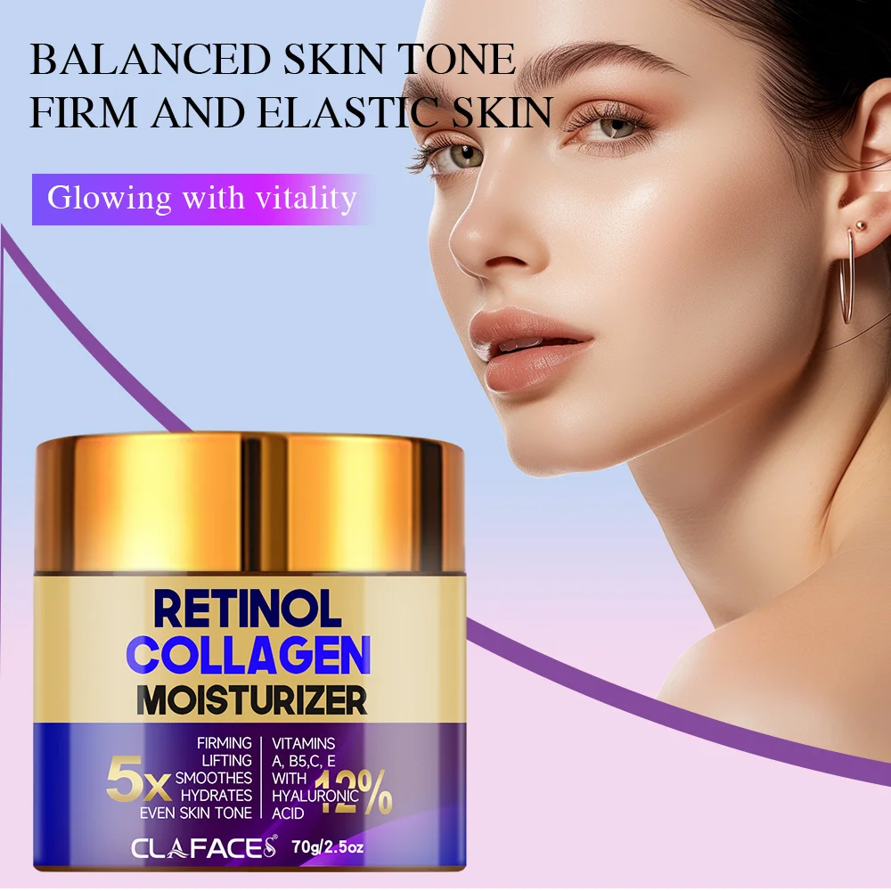 CLAFACES Retinol Moisturizing Face Cream Repair Damaged Skin Deeply Nourish Skin Reduce Wrinkles and Spots Easy Absorption