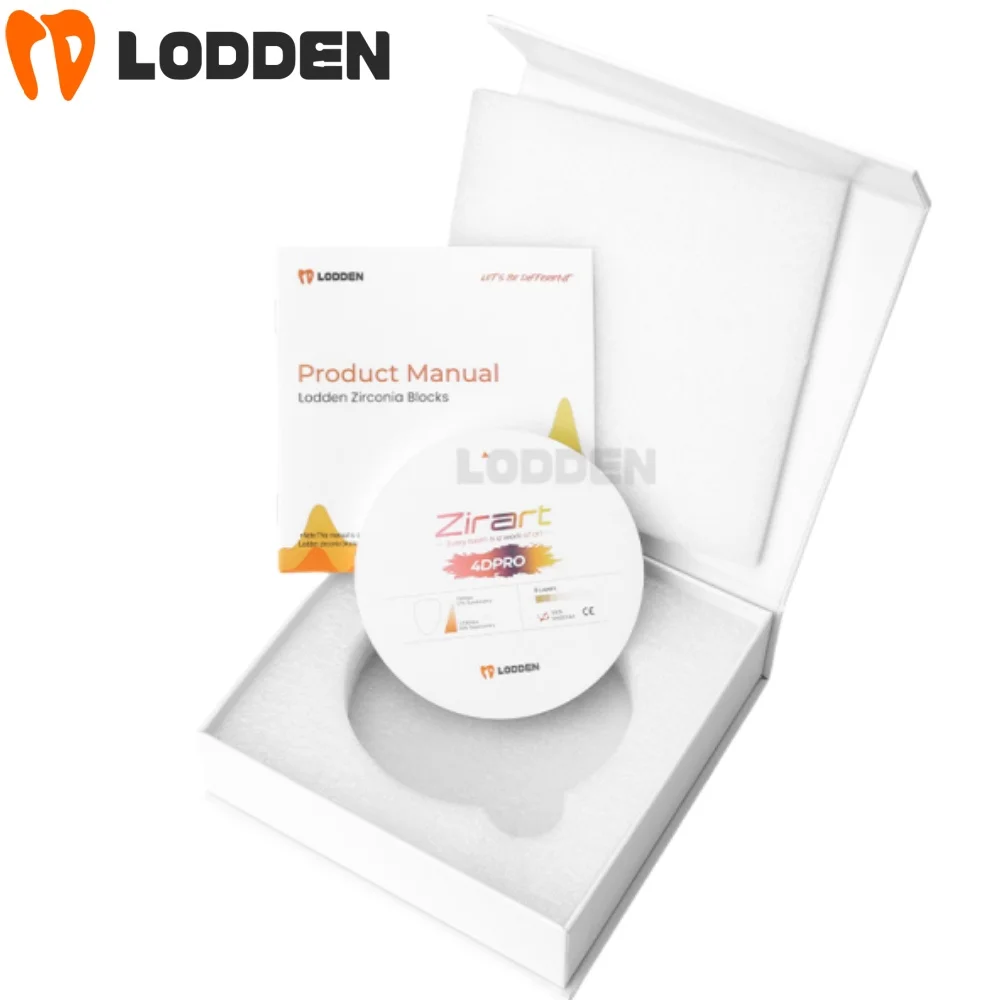 Lodden Dental Zirconia Block 4D PRO متعدد الطبقات لمواد مختبر CAD CAM نظام مفتوح 43%-57% قوة 700-1200Mpa Sinocera