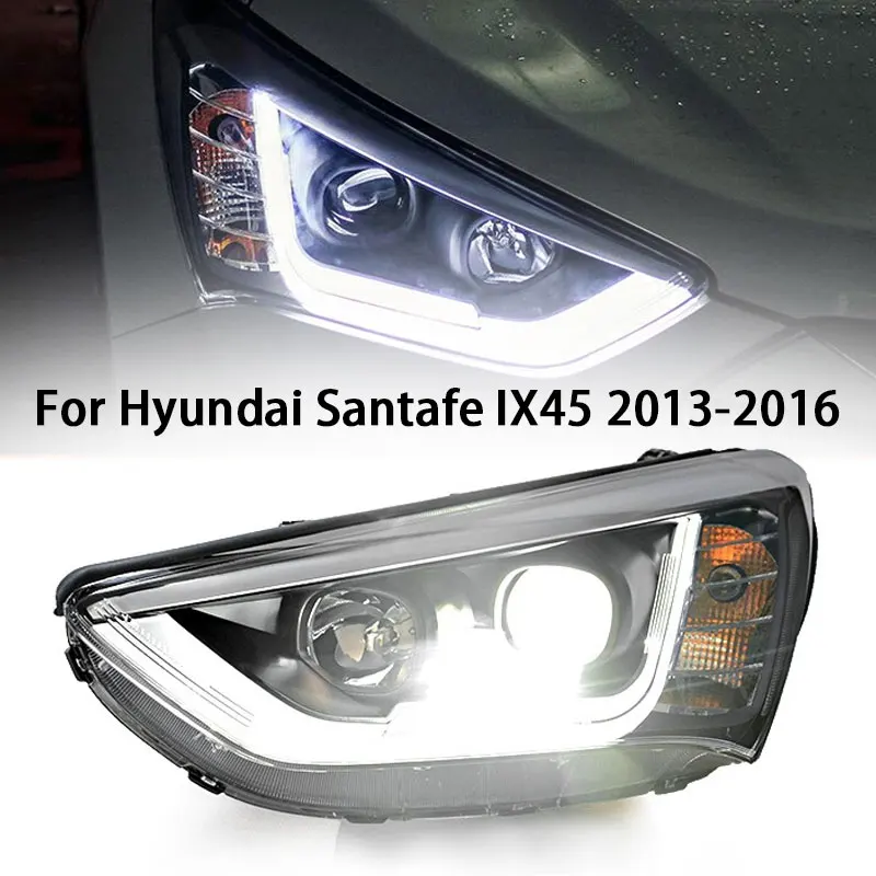 

Фара для Hyundai Santa FE 2013-2018, светодиодная фара IX45, фары DRL, указатель поворота, дальний свет, линза проектора «ангельский глаз»