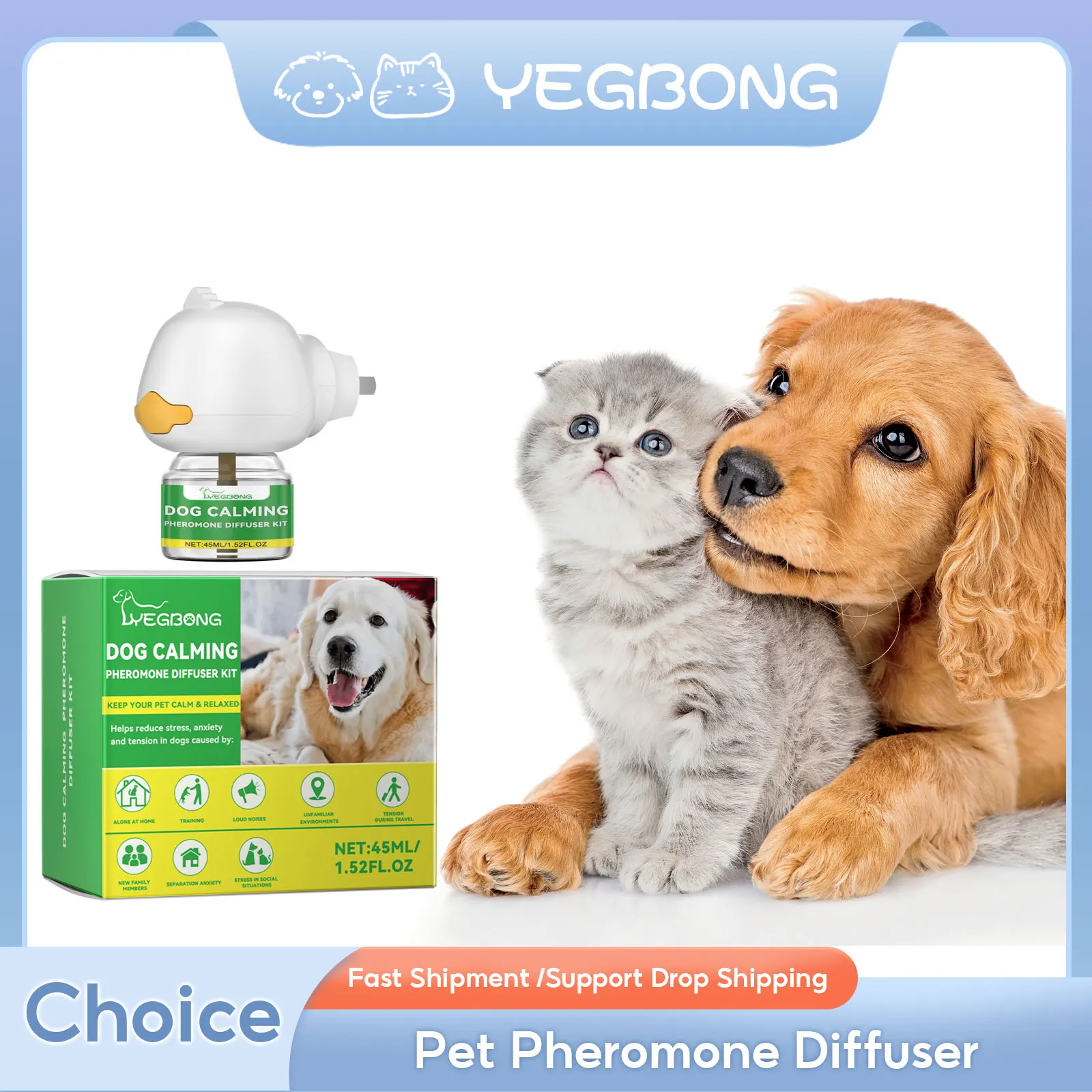 Dog Pheromones Diffuser Calm Down Relax Emotions Relief Soothing Anti Anxiety Liquid Electric Heating Pet Refill Calming Spray