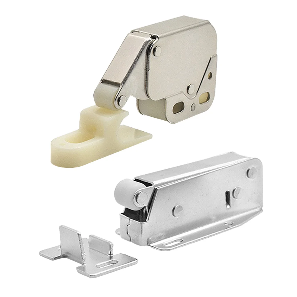 

4PCS Self-propelled Cabinet Door Locks Silver Push to Open Latch for Cupboards Rebounders Hidden Elephant Trunk Hook Sturdy
