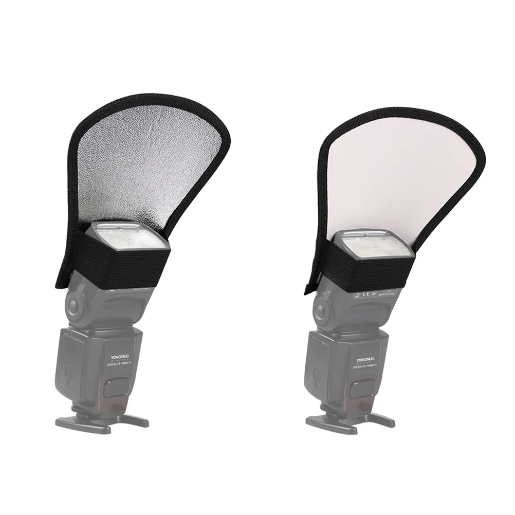 

2pcs Universal Camera Flash Diffuser Softbox Multi-purpose Reflecting Plate Flashlight External Flash Reflector Silver White Cam