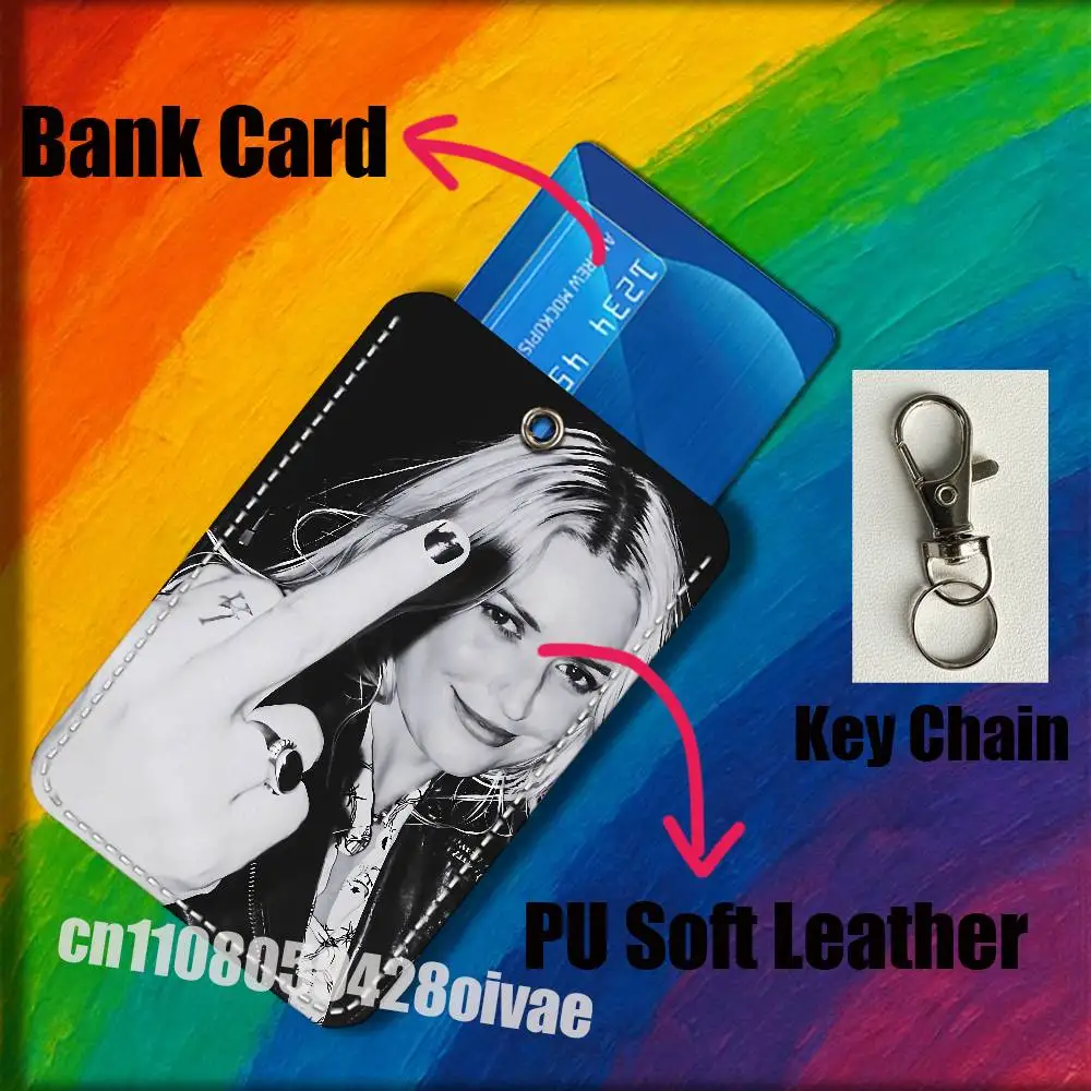 Porte-cartes de crédit, de banque, de métro, de transport public, en cuir, avec porte-clés, pour Emily A-Armstrong L-Linkin P-Park, avec clip d'identification