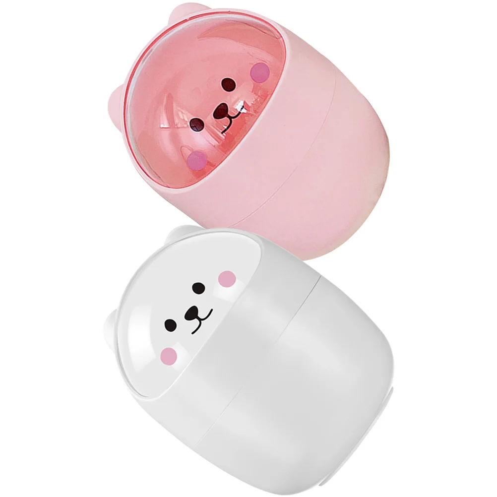 

2 Pcs Bedside Trash Can with Lid Tabletop Small Bin Cute Desktop Bedroom Garbage Plastic Trashcan Office Cans