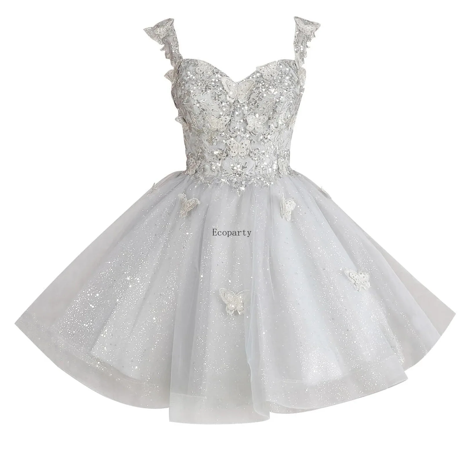 Off the Shoulder Short Prom Dresses Sweetheart Butterfly Appliques Homecoming Dresses Sequins A-Line Cocktail Dress vestidos