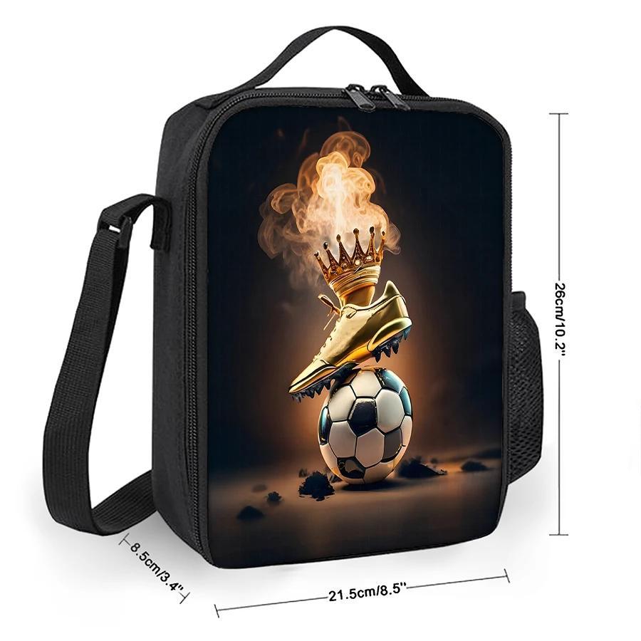 كرة القدم نمط سعة كبيرة حزام الكتف معزول حقيبة الغداء للبنين/الفتيات الأطفال أفضل الهدايا ثلاثية الأبعاد الكرتون حقيبة حفظ الطعام
