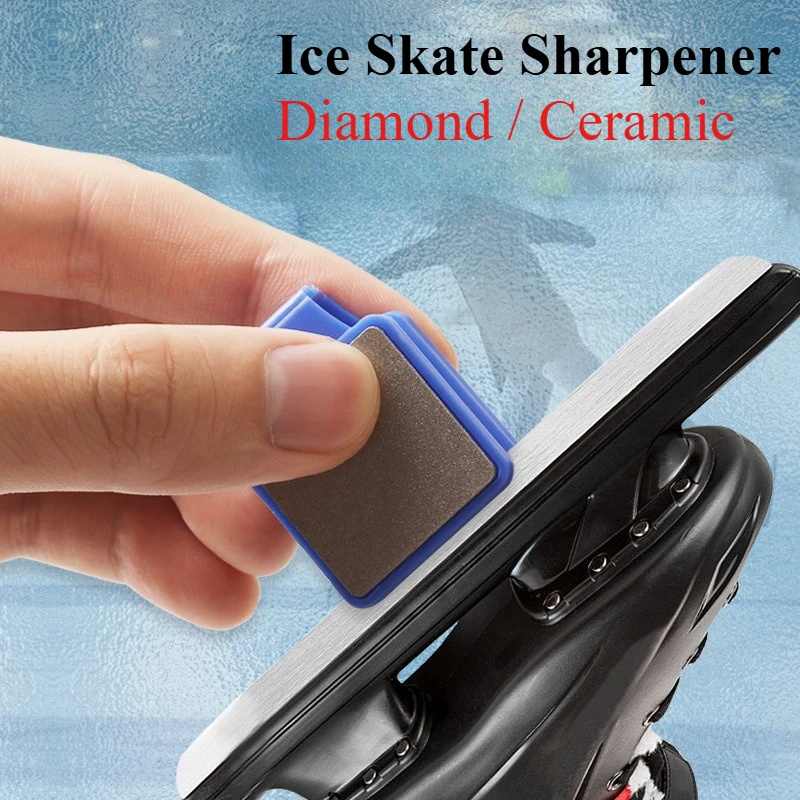 Skating Blade Sharpener Double Sided Diamond/Ceramic Whetstone Ice Skate Edge Finishing Tool for Hockey Figure Speed Ice Skates