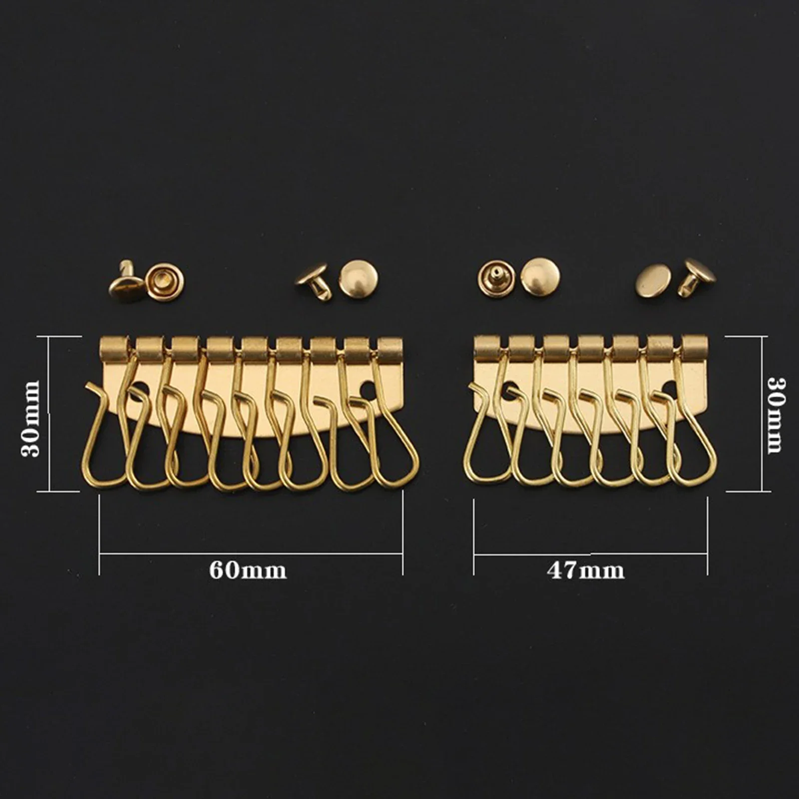 Suporte organizador de fileira de chave de latão com 6 ou 8 chaveiro modelo fecho clipe rebite gancho carteira bolsa de couro chaveiro ferragem artesanato diy